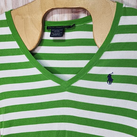 Ralph Lauren Sport Tops - Women's Ralph Lauren Sport V-Neck Striped Pony short sleeve shirt Medium M